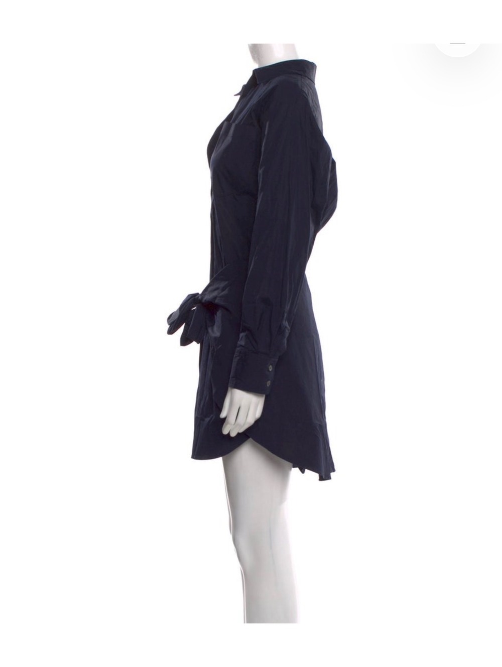 Veronica Beard Roanoke Shirt Dress | Size 6 | Navy Cotton Tie Waist - Picture 3 of 6